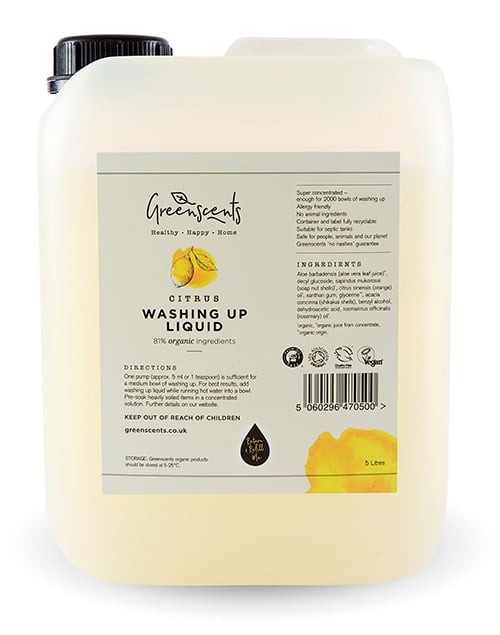 Greenscents Washing Up Liquid Refill Bundle – 500ml Bottle + 5L Refill (Save £5.63)