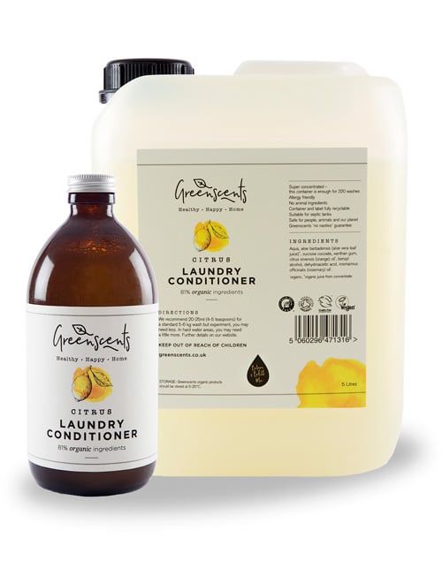 2CBU Greenscents refill bundle of Laundry Conditioner 500ml bottle and 5litre container
