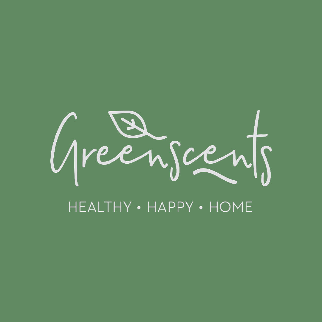 Logo of Greenscents with a leaf icon on a green background