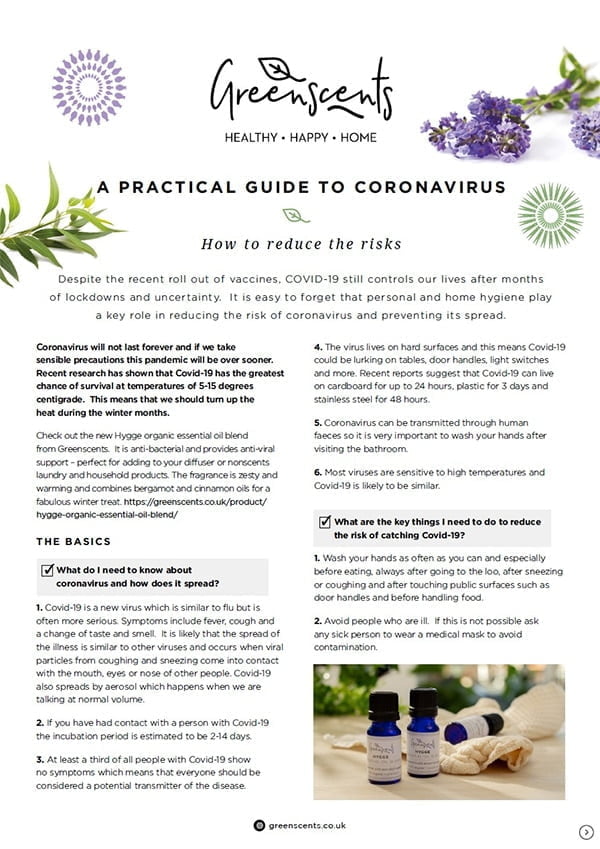 Greenscents Guide to Coronvirus risks and information