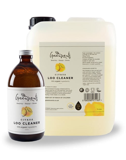 Greenscents refill bundle Loo Cleaner 500ml bottle and 5litre container